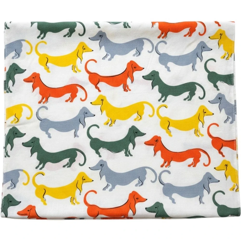 Vintage 50s/60s Dachshund Fabric Sausage Wiener Dog Print Cotton 32 x 44